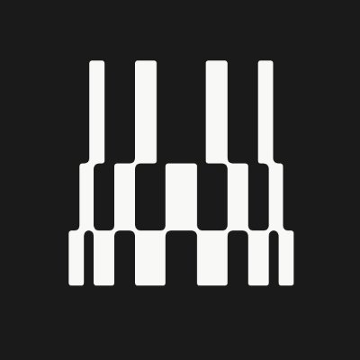 A black square logo featuring a stylized white graphic of four vertical columns resembling piano keys or organ pipes.