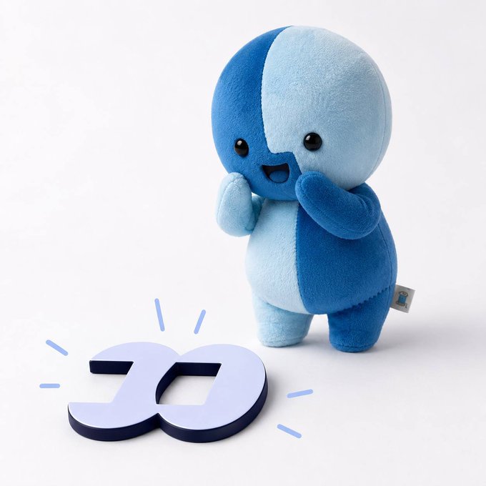 A blue two-toned plush mascot stands excitedly beside a "3D" logo, likely representing the Fomo NFT trading platform that has resumed trading of the $Finder token following a fix. The cheerful character symbolizes the team's successful resolution of the trading issue.