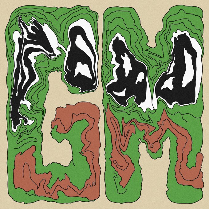 An artistic illustration spells out the word 'FOX' using flowing green, black, white, and brown organic shapes on a beige background.