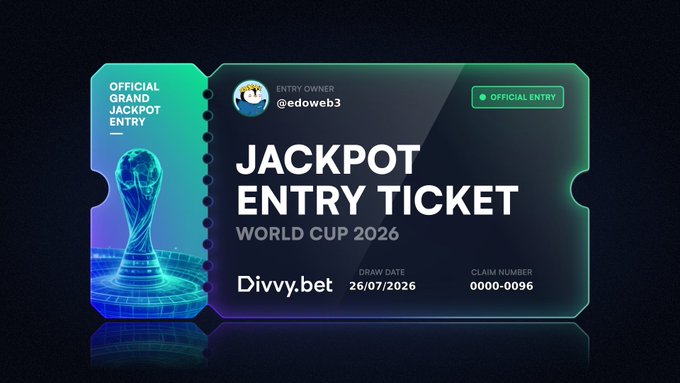 The image features a ticket for a World Cup event, with a large blue and green trophy displayed prominently at the top of the ticket. The text on the ticket indicates that there are 10 free tickets available for a special draw, which seems to be related to the World Cup. The post also mentions that the tickets can be claimed by connecting X to connect wallet or by claiming your 10 free tickets instantly through a simple task.