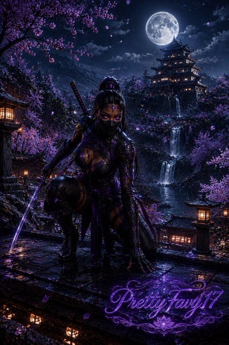 A masked ninja warrior crouches on a stone platform in a moonlit scene, with a traditional pagoda, glowing lanterns, and cherry blossom trees in the background. The text "Pretty Fairy IT" appears in purple at the bottom right.

Note: The image is a stylized fantasy artwork that does not visually relate to the post's content about cryptocurrency prediction markets or Bitcoin trading.