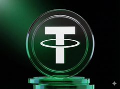 A glowing green Tether (USDT) logo displayed on a glass-like circular platform, symbolizing the cryptocurrency at the center of the DOJ's seizure of bank accounts linked to the payments firm Capstone, which allegedly facilitated hundreds of millions of dollars in illicit transfers for Tether and Bitfinex through EQIBank.