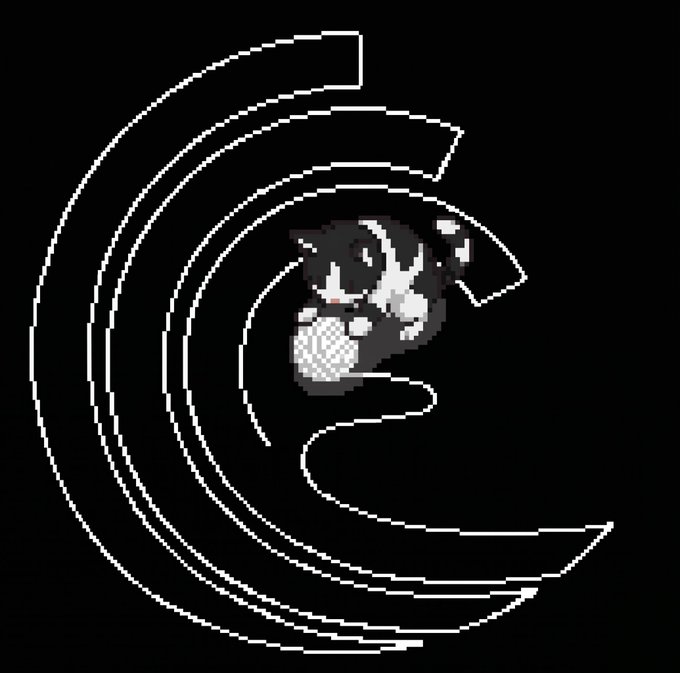 A pixelated character sprite riding a wave composed of curved white lines against a black background, illustrating a 3D game asset being downloaded seamlessly via BTFS with zero latency for next-gen GameFi experiences.