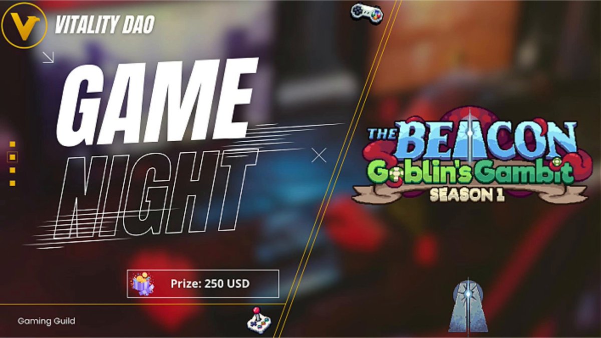 The image shows an advertisement for a video game called "The Beacon Game Night" with a gameplay concept involving treasure hunting through various dungeons in the game. The post suggests that players should submit photos of themselves exploring the game's content, such as hidden rooms or secret locations within the game, to win prizes like $250 US dollars. It seems like a fun and engaging way for gamers to participate and enjoy the game together.