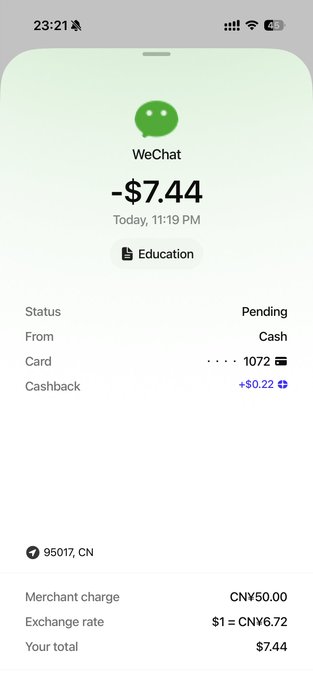 The image shows a cell phone screen with information related to a card spent amount of $7.22. The card has been used, but there isn't any visible transaction yet. There are several payment options available for spending this card, including two banks or a merchant. One bank is offering an exchange rate of 1 U = 6.92 CNY, while the other bank offers a different exchange rate. The image also includes text that reads "Holy crap, Plasma One card cost 50 bucks and spent $7.22". It seems like someone is discussing or informing others about this transaction in some sort of chat or message app.