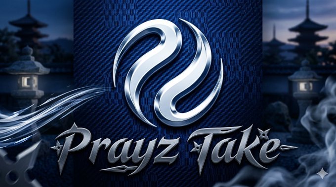 The image features a logo with two lines of text that say "Prayz Take" written in silver letters against a blue background. The design elements are arranged in such a way that they create an eye-catching and modern look, which is consistent with the gaming industry's current trends.