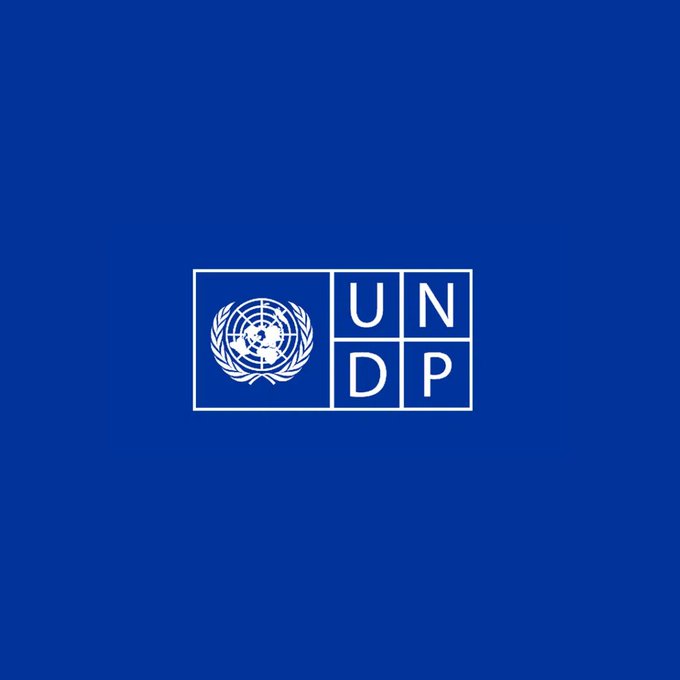 The image features a blue background with white text that reads "UNDP". Below this, there are four lines of white text that say "UNDP" again. The text also includes the words "blockchain", "advisory group", and "@Algorand @arbitrum". These elements suggest that the UNDP is launching an advisory group to explore and advance blockchain-based solutions for global development initiatives, possibly with the involvement of major players such as @Arbitrum and @Algorand.