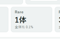 A gacha game rarity indicator displays 'Rare' with Chinese text '1体' (1 unit) and a 0.1% drop rate.