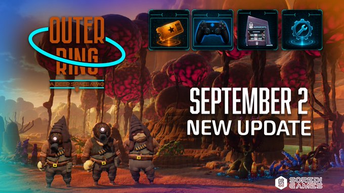 Promotional graphic for the 'Outer Ring: A Deep Space MMO' September 2 new update by Soren Games.
