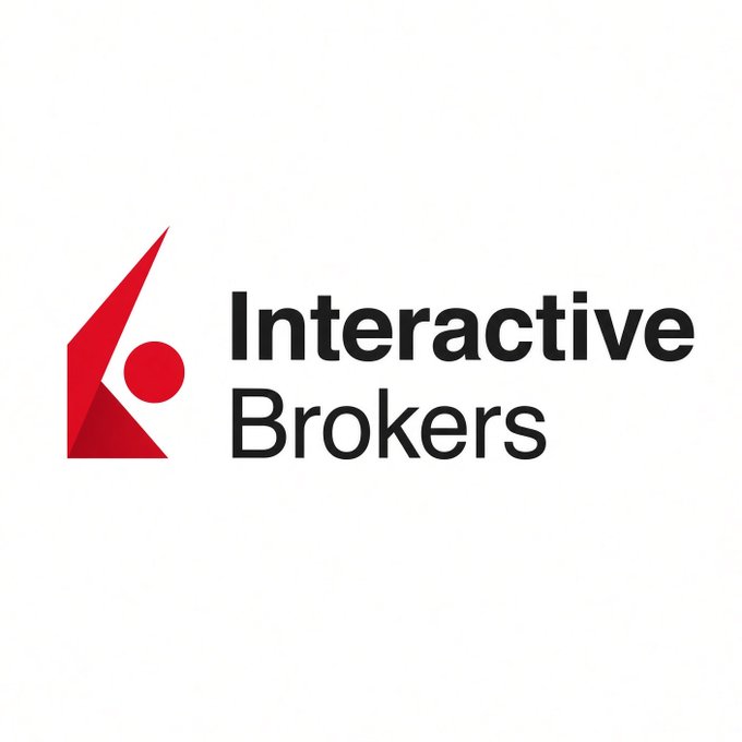 The image displays the Interactive Brokers logo, featuring a red abstract figure beside the company's name in bold black text. This branding accompanies news that Interactive Brokers has expanded its cryptocurrency services to include staking, with Ethereum staking available through its Client Portal.
