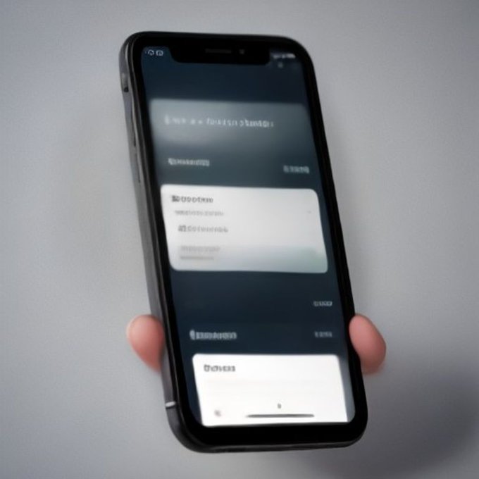 A close-up photograph shows a hand holding a smartphone displaying what appears to be a messaging app with blurred text on the screen.