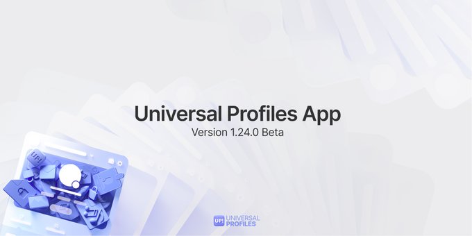 A banner that reads "Universal Profiles App" with a picture of a cell phone above it, which says "UP!" The poster suggests that the image can be used as an illustration for apps or stores. The text below the banner includes several sentences that explain what is in the image and how to use it within a mobile app.