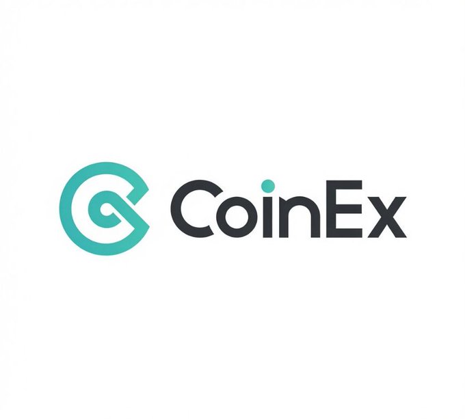 The CoinEx logo featuring a teal and dark navy design with the brand name 'CoinEx' on a white background.