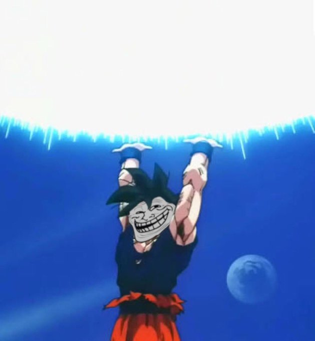 An anime character with a troll-like grin holds up a glowing energy sphere against a moonlit sky, visually channeling the "lift" metaphor in the post about $Troll rallying the community. The character's mischievous smile and the radiant orb symbolize the project's mission to elevate meme culture and unite holders.