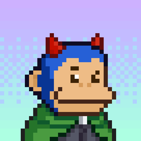A pixelated, heavily color-shifted image of an anime-style character with cat ears, displaying rainbow gradient color distortions across the figure.