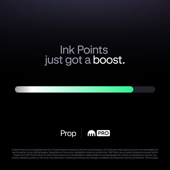 The image displays "Ink Points just got a boost." above a progress bar and the "Prop | PRO" logo, visually representing the increased value or progress mentioned in the accompanying post.