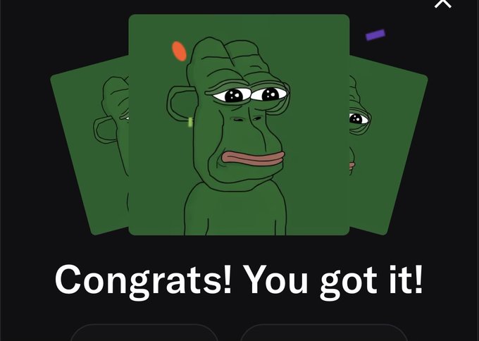 A digital illustration of a cartoon ape character on green card-like backgrounds with the text 'Congrats! You got it!' displayed at the bottom.