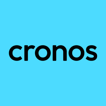 The image displays the "cronos" logo in black lowercase letters on a bright blue background, representing the Cronos blockchain network. This relates to the post's report that the Cronos network was halted in response to a $74 million exploit involving manipulated TectonicFi collateral.