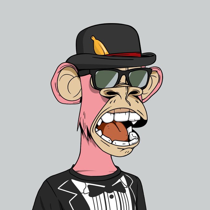A cartoon Bored Ape-style NFT character wearing a bowler hat, sunglasses, and a tuxedo with a big grin. The image pairs with the "GM Frens" post to reflect the crypto community's resilient "stay based" attitude toward the volatility of the market.