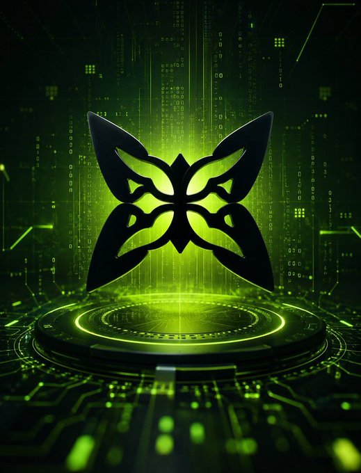 A glowing green butterfly emblem hovers above a circuit-patterned digital platform, with faint binary code raining down in the background. The futuristic, tech-inspired imagery reinforces the post's message about Quip Network's forward-thinking approach to building proactive, quantum-resistant security infrastructure.