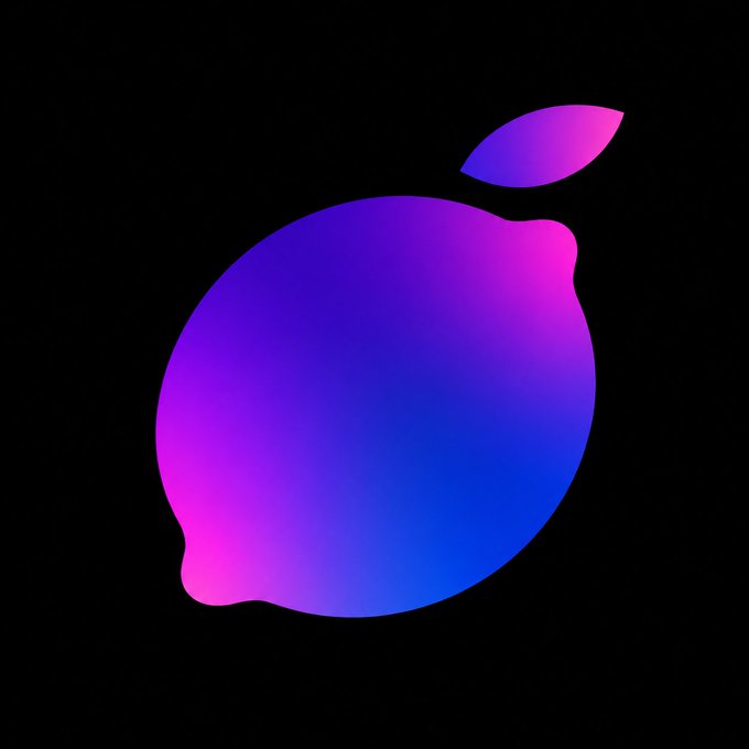 The Apple logo rendered in a purple-to-pink gradient against a black background.