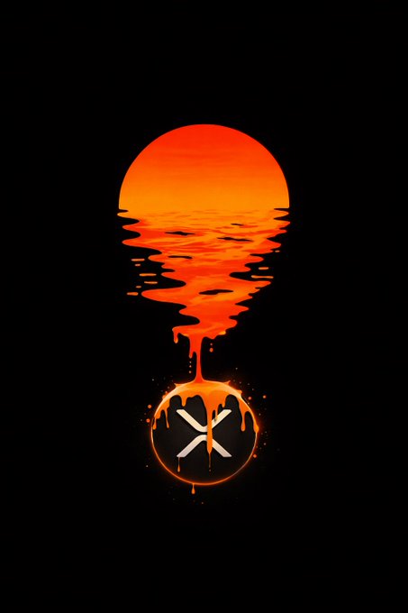 The image features an abstract art piece with a large orange circle containing a dripping line of paint. The background is black, which contrasts with the vibrant color of the circle. The painting has a surrealistic style that adds depth and complexity to its composition. The artist's use of color and form creates a sense of movement and energy within the artwork.