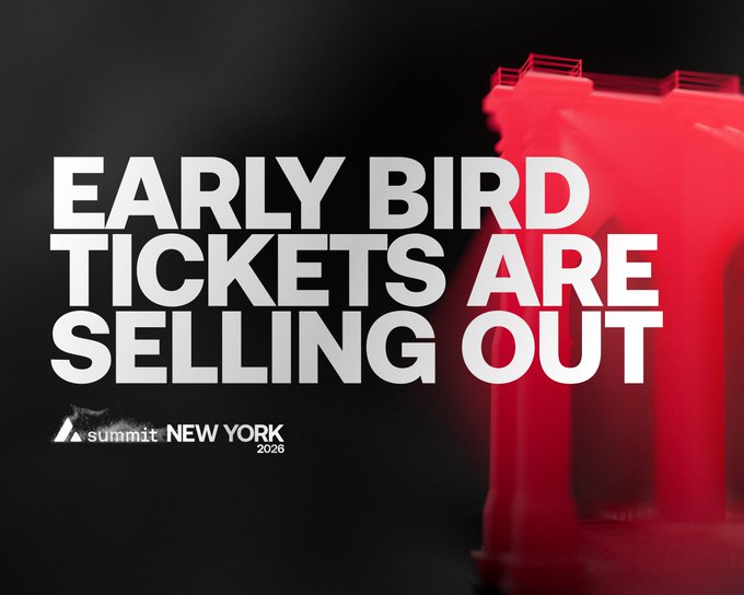 The image features an advertisement for an event called the Summit New York, which is described as a "Early Bird" ticket sale. The text in the image reads "Early bird tickets are selling out", indicating that there are limited seats available at this particular event. The image also shows a red archway or building with a clock on it, suggesting that the event might be taking place in an old city center.