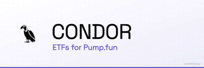 The image features a banner with the text "Condor" written in black letters at the top of a white background. Below this, there are two small illustrations of a bird and a bird's nest, both rendered in black against a white background. The text "Etsfs for Pump-Fun" is written below these illustrations.