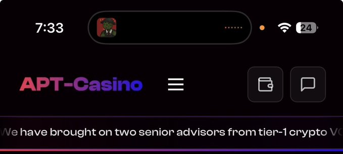 In this image, there's a black computer screen that displays a message from APT-Casino promoting World Cup betting with their new mobile application available for download. The message suggests that anyone interested in supporting the World Cup can download the app and place bets on the tournament using their fiat currency or cryptocurrency tokens. Additionally, two senior advisors are featured who have brought a player of the world cup to them through their app. This advertisement seems to be aimed at attracting users' attention and promoting engagement with the brand related to the exciting sporting event.