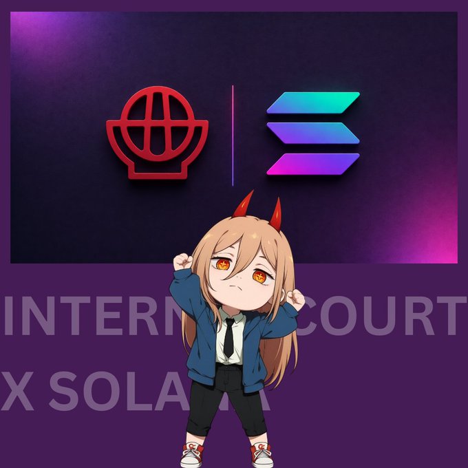 An anime-style character with horns and dollar signs in her eyes stands in front of a background showing the World Wide Web and Solana logos, with text reading 'Inter...count' and '...x Solana'.