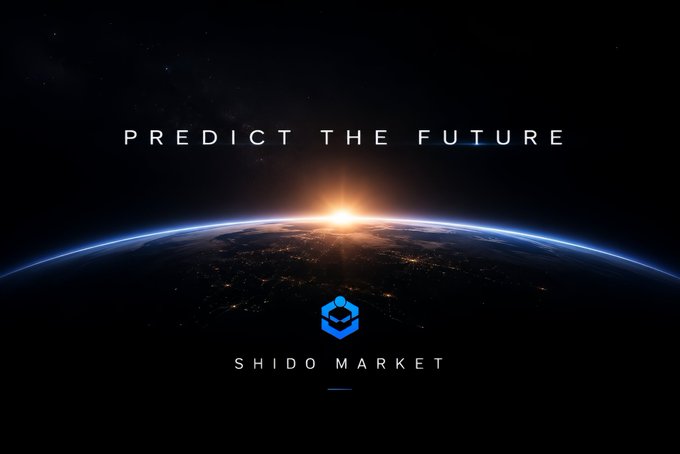 A stunning view of Earth from space at sunrise features the text "PREDICT THE FUTURE" above the SHIDO MARKET logo, evoking a sense of foresight and global perspective that aligns with the empowering message to "Take control" of your financial decisions.