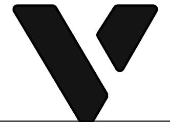 A minimalist black and white logo featuring a stylized geometric 'V' shape.
