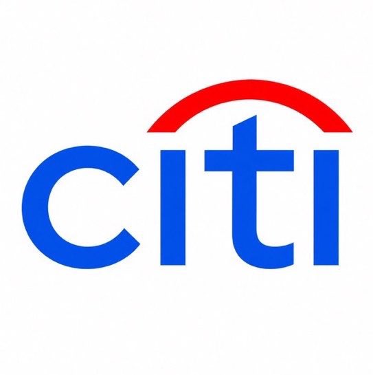 The image displays the Citi logo, featuring the word "citi" in blue lowercase letters beneath a signature red arc. The logo relates to the breaking news announcement about Citigroup's partnership with Coinbase to facilitate stablecoin payments for institutional investors.