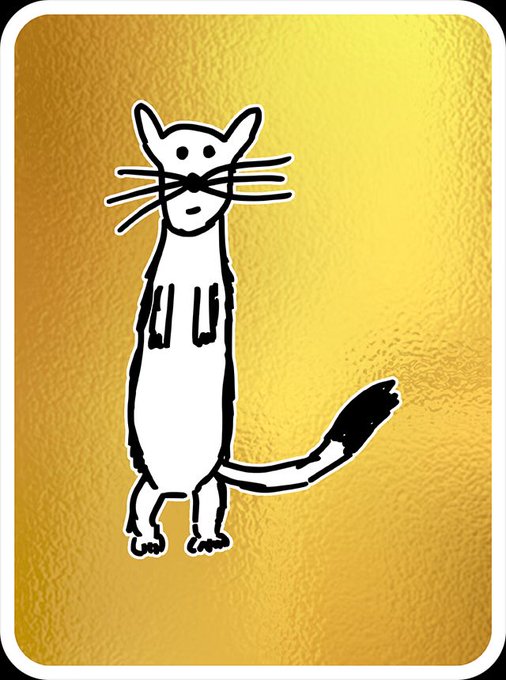 A hand-drawn cartoon of a white ermine with a long black-tipped tail stands against a textured gold background, representing the Veefriends S1 Earnest Ermine Spectacular NFT the user is trying to sell for liquidity or trade via leverage.