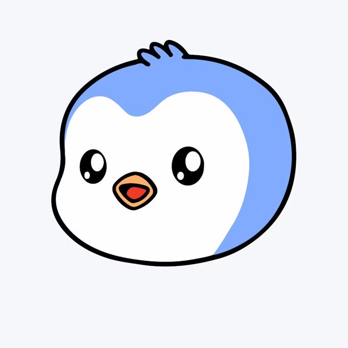 The image features a cartoon penguin with blue feathers, giving it a cute appearance. The penguin has a wide open beak and a small red spot on its forehead. The background of the image is white, which contrasts nicely with the vibrant colors of the penguin's head. In the bottom right corner of the image, there is text that reads "Pudgy Penguins is the brand $PENGU is the ticker". This suggests that the image might be related to a product or service named Pudgy Penguins and its associated brand, Pengu.