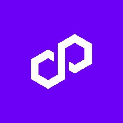 The image features the white Polygon logo—two interlocking hexagonal shapes—displayed prominently against a vibrant purple background. It visually reinforces the post's message about Polygon's purpose as the ideal blockchain infrastructure for fast, low-cost, and globally accessible payments.