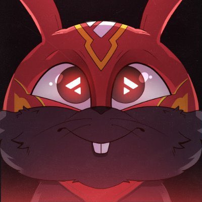 A cartoon red rabbit character with glowing red eyes, golden headpiece accents, and a mischievous grin, fitting the post's announcement of an AVAX memecoin launch. The vibrant red and gold color scheme reflects the Bullish and AValanche branding tied to the "BB-T7FJ" promo code shared for the BubbleBuns token.