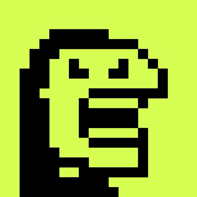 A pixel-art "F" character in black on a lime green background, likely representing the OnChainHoodies brand identity, accompanies a post about purchasing their first hoodie in anticipation of an upcoming token launch supported by Simple Farmer.