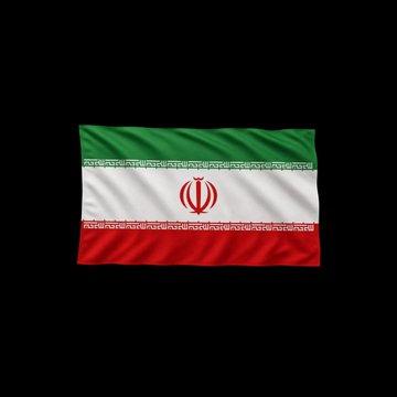 The image shows the flag of Iran, with its green, white, and red horizontal stripes and the red emblem in the center. It relates to the post by visually representing Iran, the country whose black-market oil sales the DOJ is targeting in its $61 million cryptocurrency forfeiture case.
