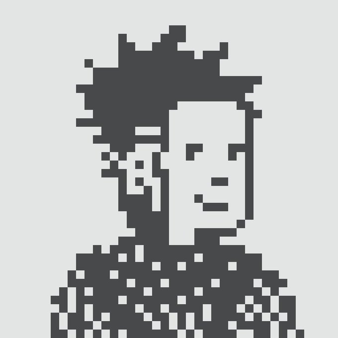 A pixelated portrait depicts a face partially obscured by a dark mass covering the right side and hair, with small white squares scattered across the shoulders resembling a digital or masked glitch effect, fitting the "MASKED NORMIE" theme of the canvas.