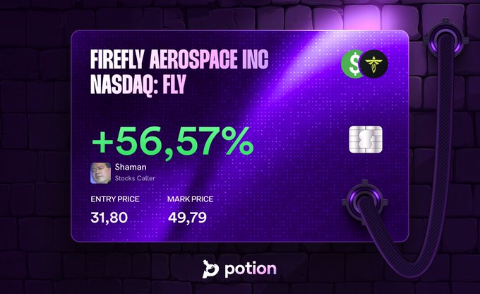 The image shows a post related to cryptocurrency called "Firefly Aerospace Inc.NASDAQ: FLY." The text of the post states that the price of the cryptocurrency has increased by 56.57% over the last week, with the ticker symbol being $FLY. A discussion about the cryptocurrency's value and market trends is taking place in a Discord chat, involving several users' names such as Shaman, Mark Price, and stocks been cooking s/o Shaman. The image also shows a link to another post titled "Firefly Aerospace Inc.NASDAQ: FLY" that is related to the cryptocurrency post.