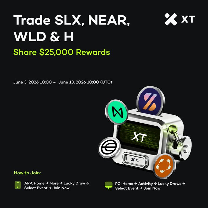 The image features a promotional poster for TradeSLX, NEAR, WLD & H with a shiny metallic frame against black background. A variety of symbols, including an "X" and dollar signs, surround the central theme. The text on the poster encourages people to cash in their spot and futures trading quickly to maximize their winning chances. The post mentions that there are only 5 days left before the deadline for participants to take advantage of the rewards. This promotion is enticing because it presents a tempting opportunity to win potentially millions in cryptocurrency.