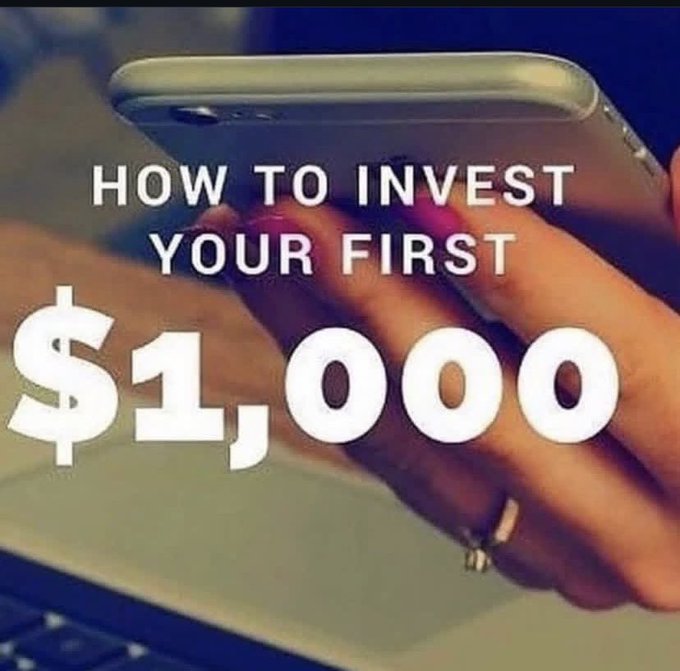 A person holds a smartphone overlaid with the text 'HOW TO INVEST YOUR FIRST $1,000'.