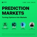 The image features a green background with white text that reads "Prediction Markets Turning Opinions into Markets". Below this, there are four logos representing different companies or individuals associated with the topic of Prediction Markets. The first logo is for Kaggle, the second one is for Kaggle and the third one is for Kaggle and the fourth one is for Kaggle and the fifth one is for Kaggle and the sixth one is for Kaggle and the seventh one is for Kaggle and the eighth one is for Kaggle.