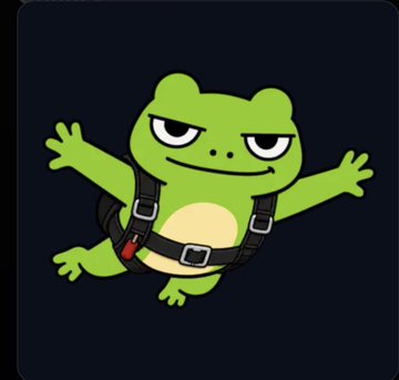 A cartoon illustration of an angry green frog wearing a tactical harness, posed aggressively with arms outstretched against a dark background.