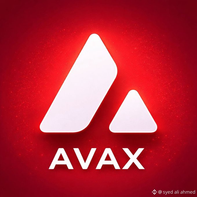 AVAX (Avalanche) cryptocurrency logo displayed as a white triangular emblem on a red background, credited to @syed ali ahmed.