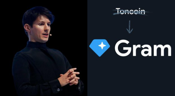 The image features a man standing next to a black background, with the words "TONCOIN" and "Gram" displayed above him. The text suggests that the TON coin has been rebranded to Gram, indicating a major shift in the token ecosystem. This change is likely due to Pavel Durov's announcement of this new direction for the native currency. The image also includes an overlay with the words "focus on what is in the image and how it relates to the post" written below the man, which could be interpreted as a call for viewers to pay attention to the details of the rebranded TON coin and its connection to the post about Gram.