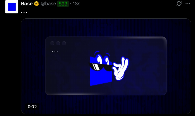 The image shows a screenshot of a social media platform's status bar, which displays a blue square with a cartoon character wearing sunglasses holding up two fingers as if waving or making a peace sign. The caption below the image reads "Another GitHub update just dropped literally a few days ago and the timing feels very interesting". This suggests that Base has recently taken a snapshot of another GitHub post, possibly to analyze its content or share it with others.