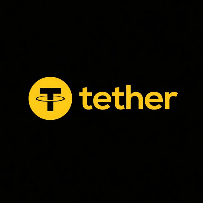 The image displays the Tether logo, featuring a yellow circular emblem with a stylized "T" inside, alongside the word "tether" in lowercase yellow lettering on a black background. This branding accompanies news of Tether's expansion beyond stablecoins into open-source AI translation technology supporting African languages for offline use.