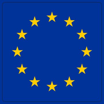 The image displays the European Union flag, featuring a circle of 12 yellow stars on a blue background, symbolizing the EU's authority to impose sanctions on HTX as referenced in the breaking news about its addition to the Russia sanctions designation list.